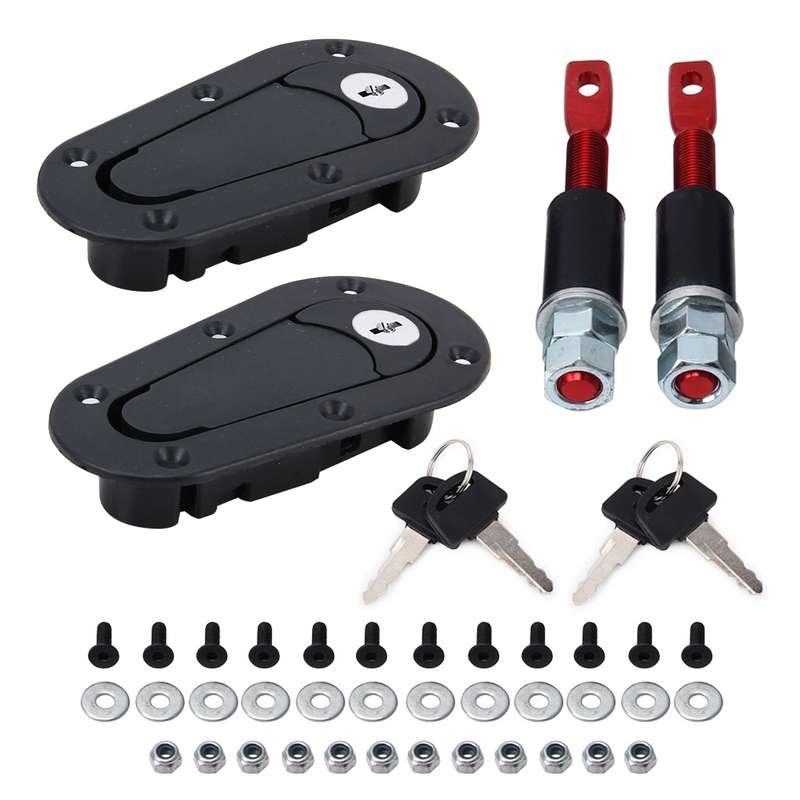 A Pair Car Modified Hood Lock General Racing Car Cover Lock with Keys(Black)