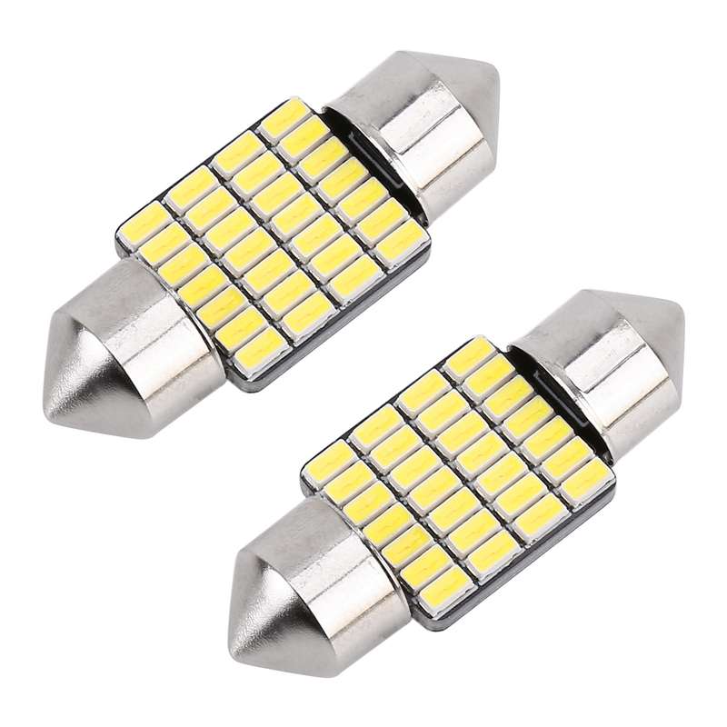 2 PCS 31mm DC12V / 1.2W / 6000K / 80LM 28LEDs SMD-3014 Car License Plate Light / Dome Light, with De