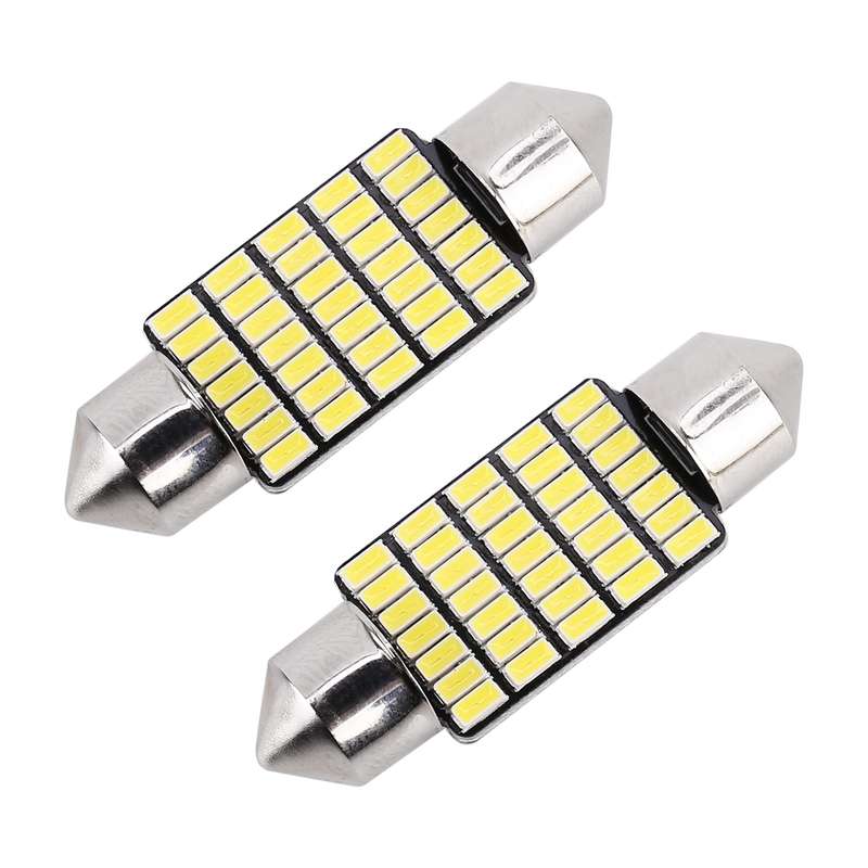 2 PCS 36mm DC12V / 1.2W / 6000K / 80LM 33LEDs SMD-3014 Car License Plate Light / Dome Light, with De