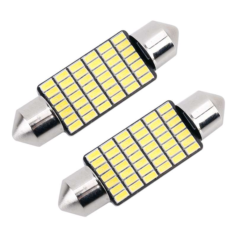 2 PCS 39mm DC12V / 1.2W / 6000K / 80LM 42LEDs SMD-3014 Car License Plate Light / Dome Light, with De