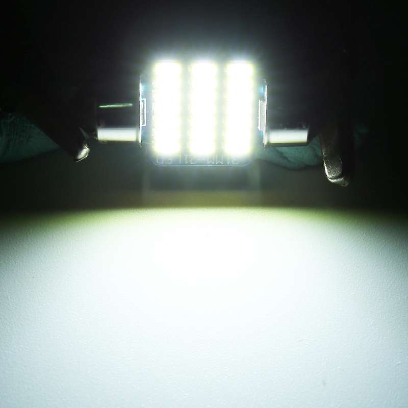 2 PCS 31mm DC12V / 1W / 6000K / 65LM 21LEDs SMD-3014 Car License Plate Light / Dome Light, with Deco