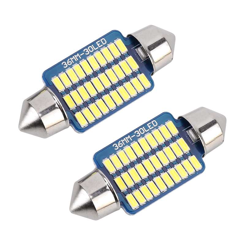 2 PCS 36mm DC12V / 1.5W / 6000K / 100LM 30LEDs SMD-3014 Car License Plate Light / Dome Light, with D