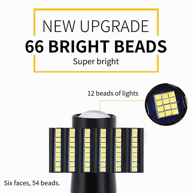 2 PCS T20 / 7440 DC9-16V / 8.2W / 6000K / 655LM Car Auto Reversing Lights / Turn Light 66LEDs SMD-20