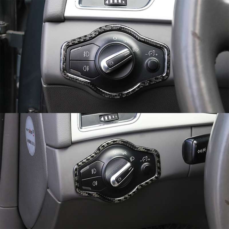 Car Carbon Fiber Headlight Switch Button Decorative Sticker for Audi A4L / A5 / Q5 2009-2016