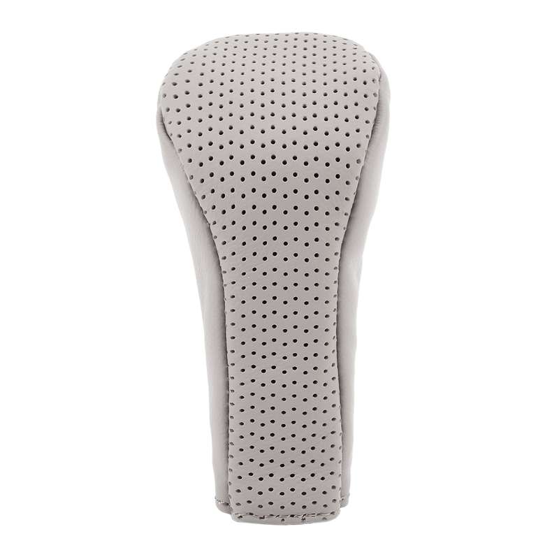 Universal Nonslip Breathable Genuine Leather Car Gear Shift Knob Cover(Brown)