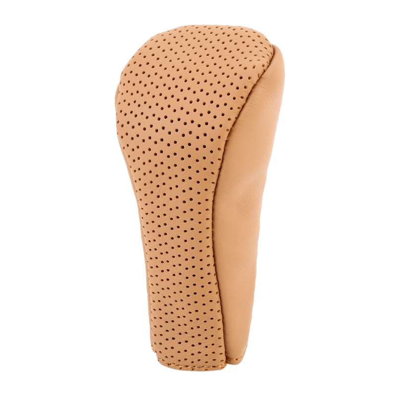 Universal Nonslip Breathable Genuine Leather Car Gear Shift Knob Cover(Brown)