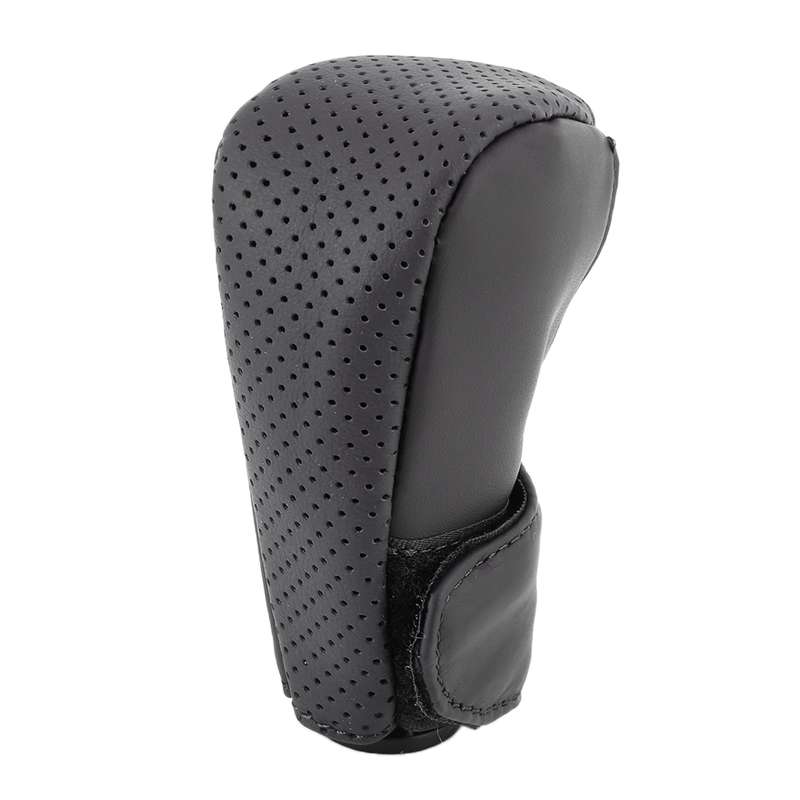 Universal Nonslip Breathable Genuine Leather Car Gear Shift Knob Cover(Black Red)