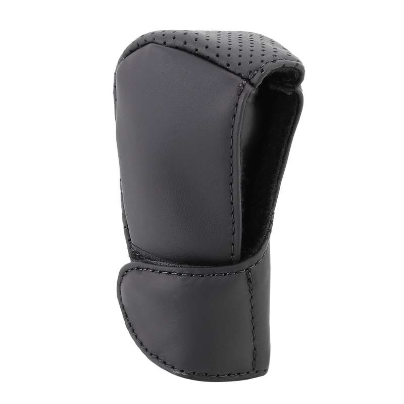 Universal Nonslip Breathable Genuine Leather Car Gear Shift Knob Cover(Black Red)