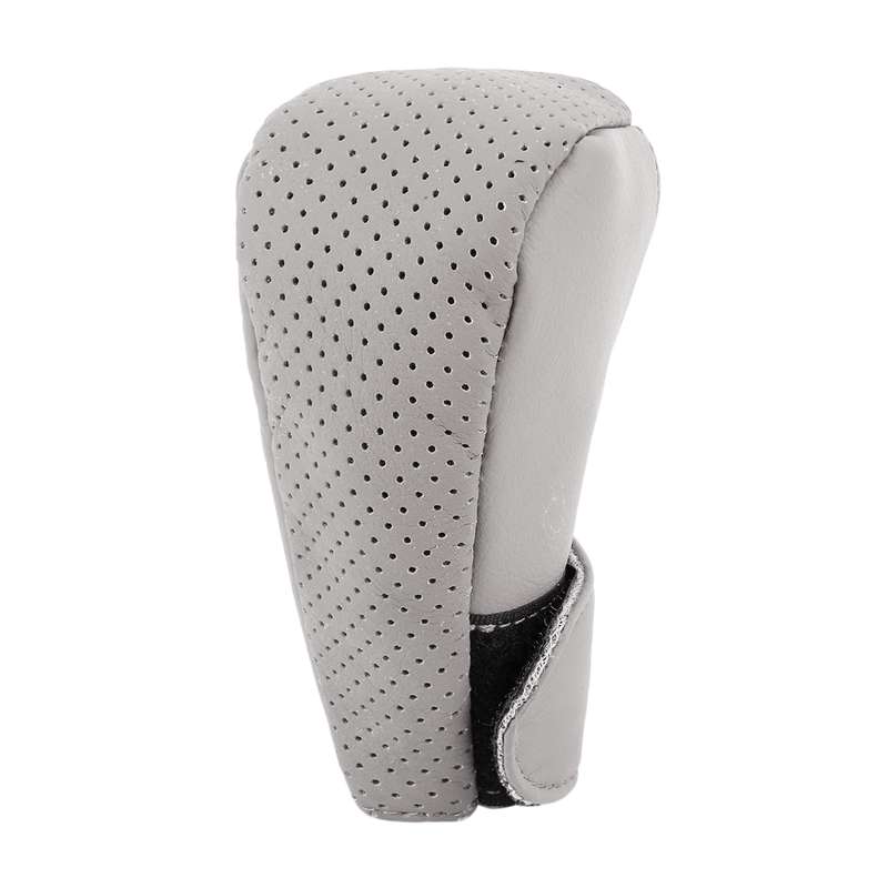 Universal Nonslip Breathable Genuine Leather Car Gear Shift Knob Cover(Black Red)