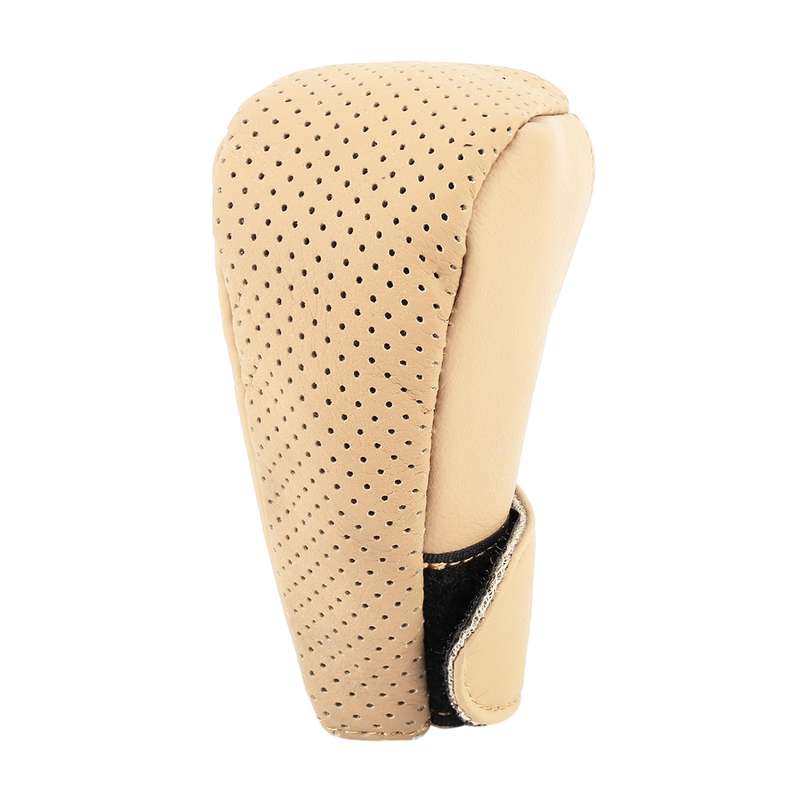 Universal Nonslip Breathable Genuine Leather Car Gear Shift Knob Cover(Black Red)