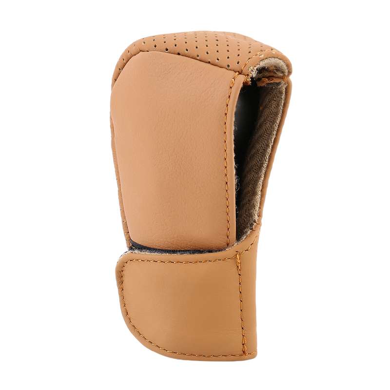 Universal Nonslip Breathable Genuine Leather Car Gear Shift Knob Cover(Black Red)