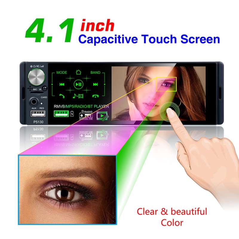 P5130 HD 1 Din 4.1 inch Car Radio Receiver MP5 Player, Support FM & AM & Bluetooth & TF Card, with S
