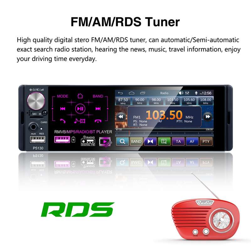 P5130 HD 1 Din 4.1 inch Car Radio Receiver MP5 Player, Support FM & AM & Bluetooth & TF Card, with S