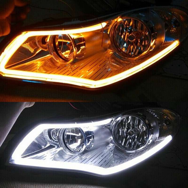 2 PCS 60cm DC12V 5W Ultra-thin Car Auto Double Colors Turn Lights / Running Lights (Turn Lights: Yel