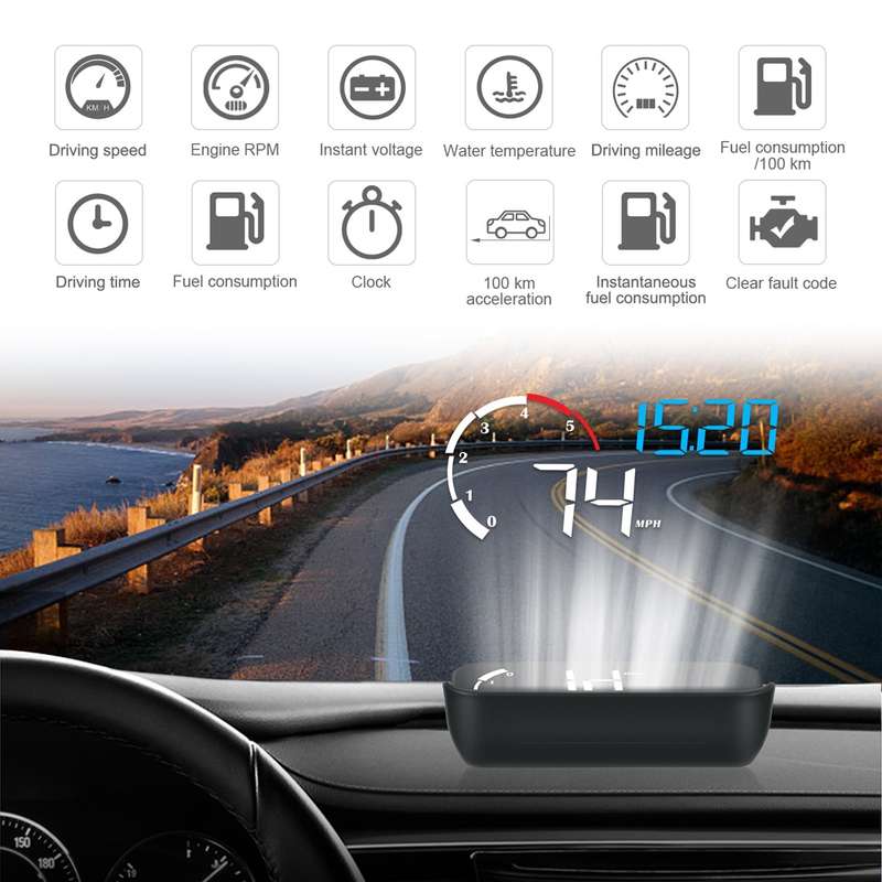 M10 3.5 inch Universal Car OBD2 HUD Vehicle-mounted Head Up Display (Blue)