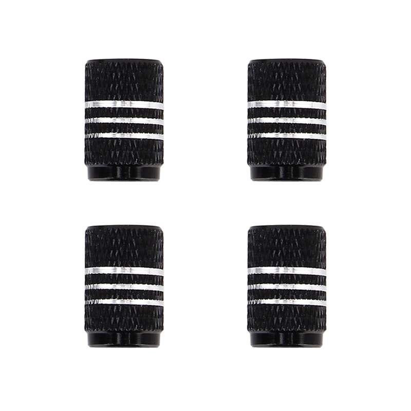 4PCS Metal Plated Circular Shape Universal Tire Valve Stem Cap With White Diamond(Black)