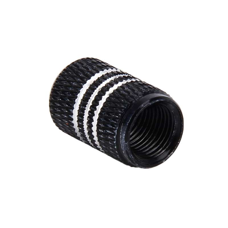 4PCS Metal Plated Circular Shape Universal Tire Valve Stem Cap With White Diamond(Black)