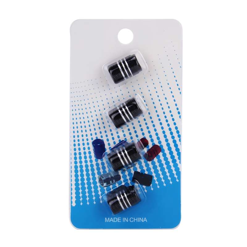 4PCS Metal Plated Circular Shape Universal Tire Valve Stem Cap With White Diamond(Black)