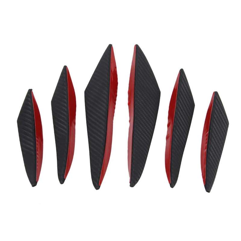 6 PCS Universal Carbon Fiber Style Car Front Bumper Body Spoiler Lip Splitter Protector Bar Strip Gu