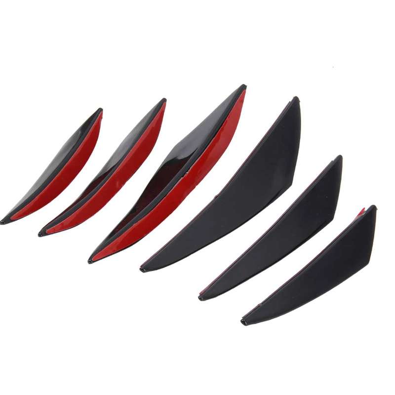 6 PCS Universal Carbon Fiber Style Car Front Bumper Body Spoiler Lip Splitter Protector Bar Strip Gu