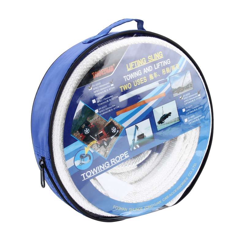 ZONGYUAN ZY-0220 Car 4m×6cm 8 Ton Towing 2 Ton Lifting Rope Straps with Two Hooks High Strength ...