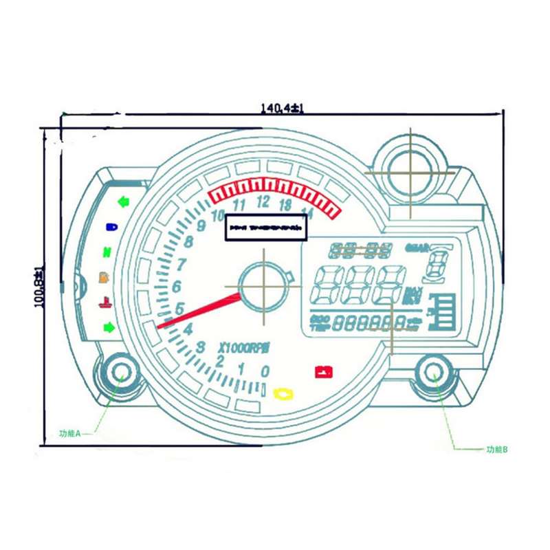 Universal Multi-functional Motorcycle Rotating Speed Mileage Gear Water Temperature Clock Meter Gaua