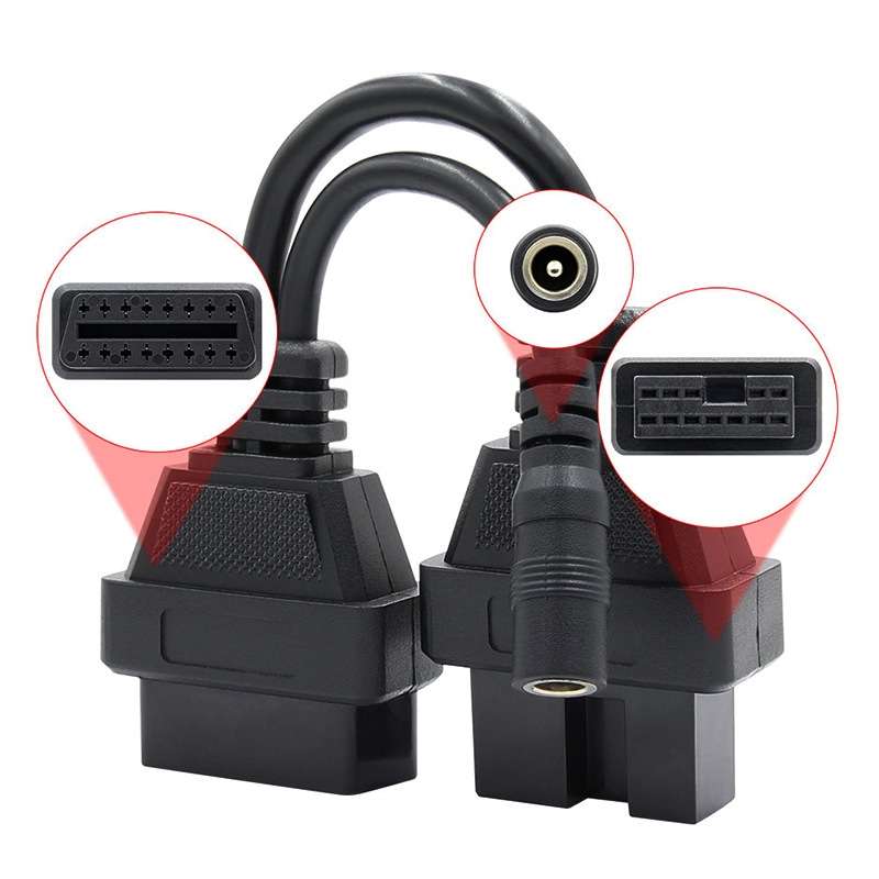 12 Pin to 16 Pin OBDII Diagnostic Cable for Mitsubishi
