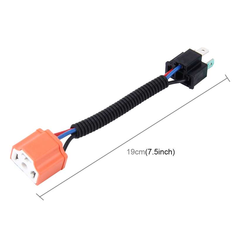 2 PCS H4 Car HID Xenon Headlight Male to Female Conversion Cable with Ceramic Adapter Socket