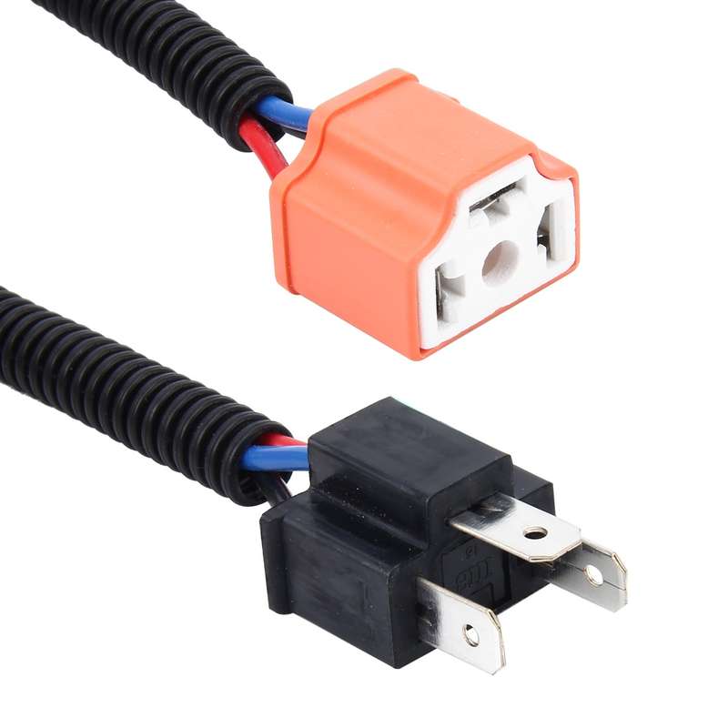2 PCS H4 Car HID Xenon Headlight Male to Female Conversion Cable with Ceramic Adapter Socket