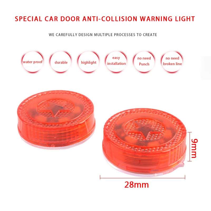 2 PCS Car Door Magnetic Warning Strobe Light Lamp(Red Light)