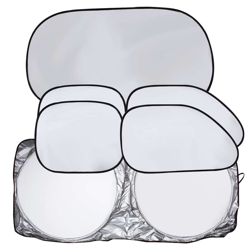 6 in 1 Summer Accessories Coated Silver Car Sun Shade Cloth Set