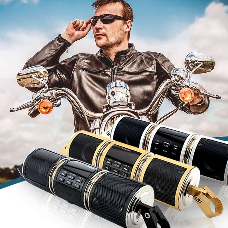 Motorcycle Waterproof Aluminum Shell Bluetooth Handle Stereo Speaker, Support BT/MP3/FM/TF(Black)