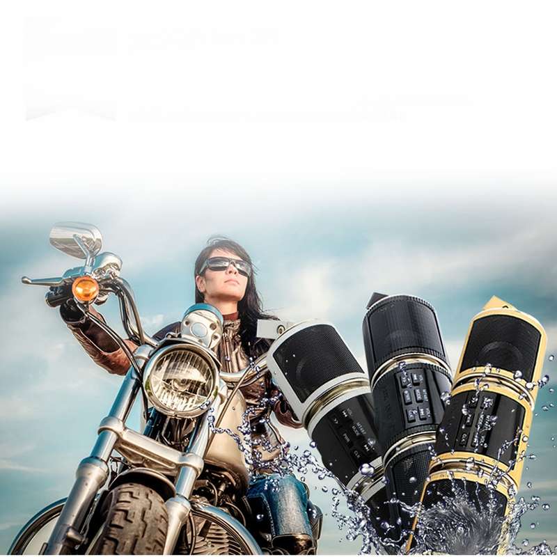 Motorcycle Waterproof Aluminum Shell Bluetooth Handle Stereo Speaker, Support BT/MP3/FM/TF(Black)