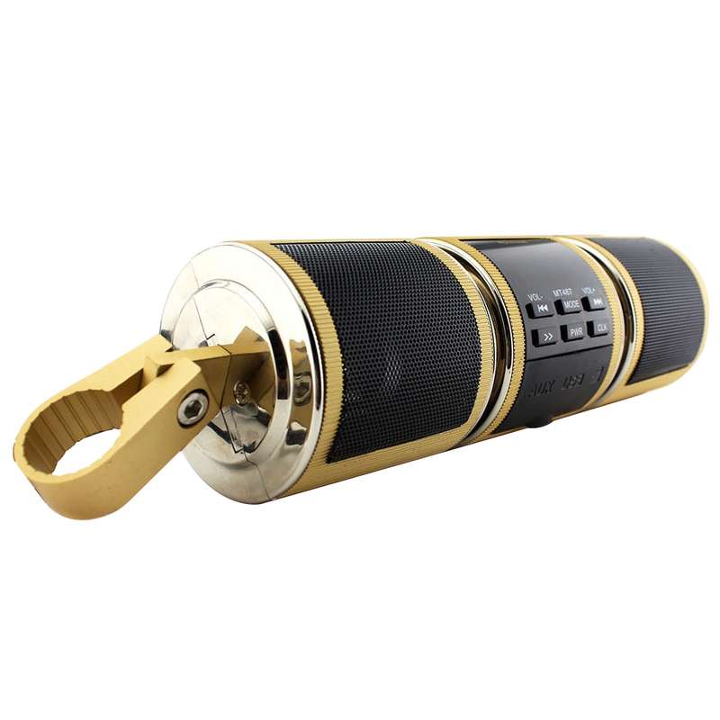 Motorcycle Waterproof Aluminum Shell Bluetooth Handle Stereo Speaker, Support BT/MP3/FM/TF(Black)