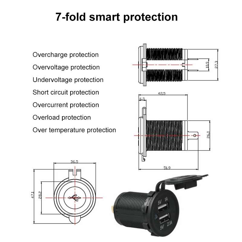 Car Motorcycle ABS Dual Port Charger