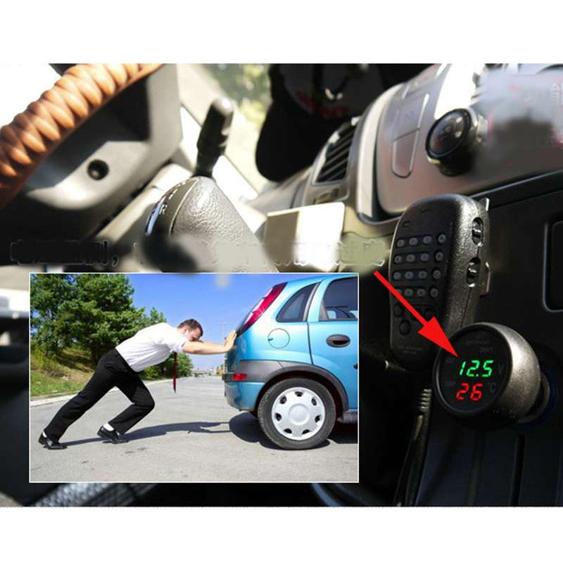 3 in 1 Universal Car Digital Voltage Meter Temperature Meter USB Charger, DC12-24V(Random Color Deli