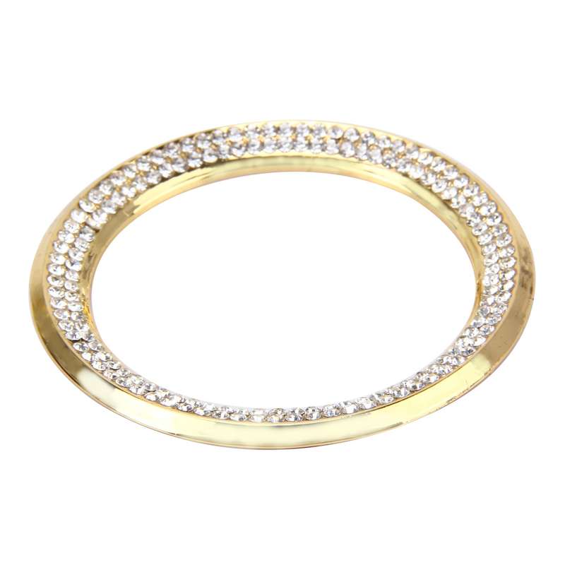 Car Aluminum Steering Wheel Decoration Ring with Diamonds For BMW(Rose Gold)