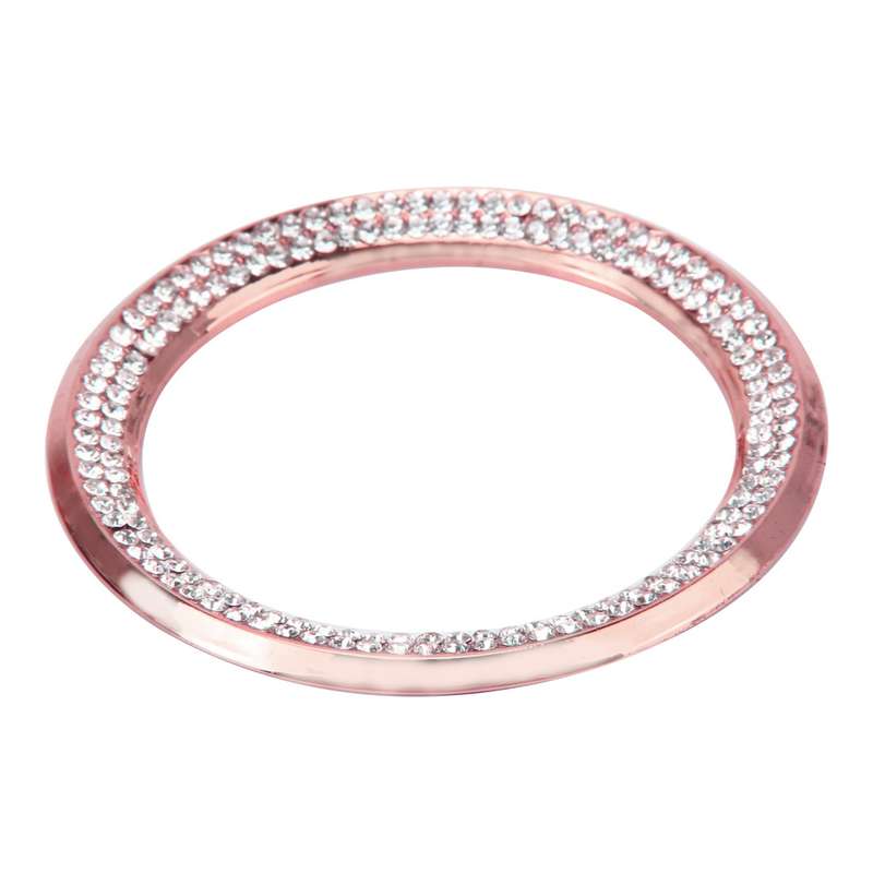 Car Aluminum Steering Wheel Decoration Ring with Diamonds For BMW(Rose Gold)