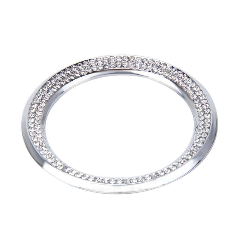 Car Aluminum Steering Wheel Decoration Ring with Diamonds For BMW(Rose Gold)