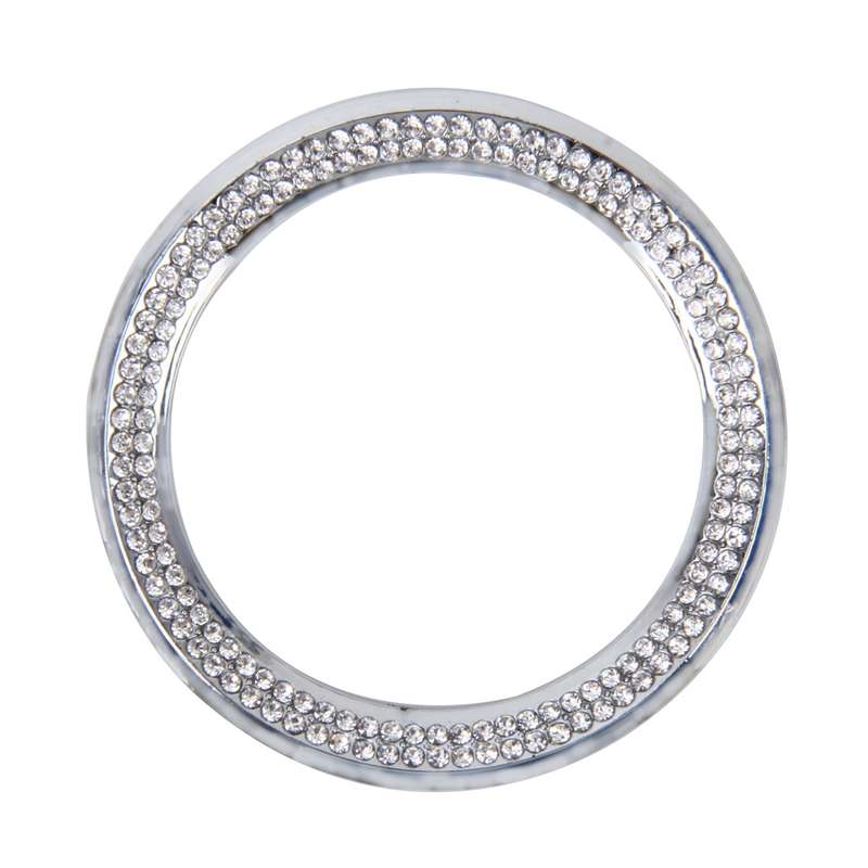 Car Aluminum Steering Wheel Decoration Ring with Diamonds For BMW(Rose Gold)