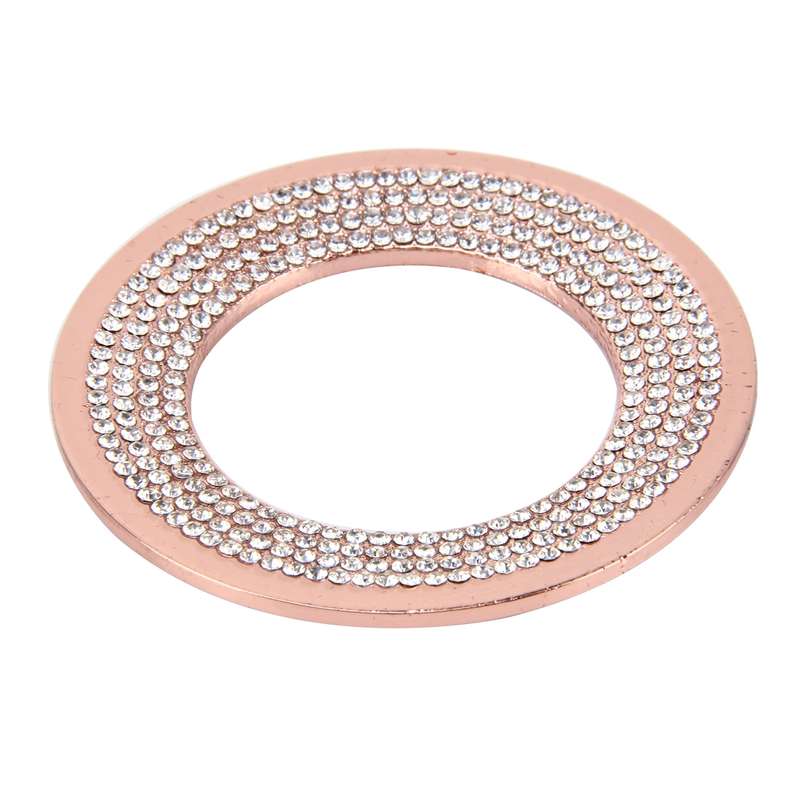 Car Aluminum Steering Wheel Decoration Ring with Diamonds For Volkswagen(Gold)