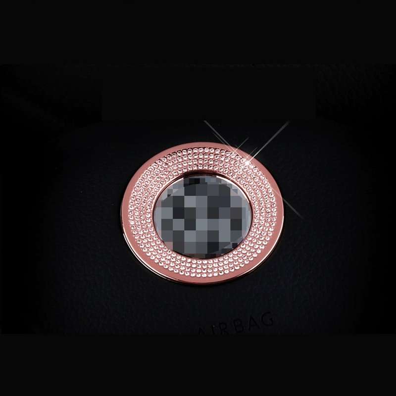Car Aluminum Steering Wheel Decoration Ring with Diamonds For Volkswagen(Gold)