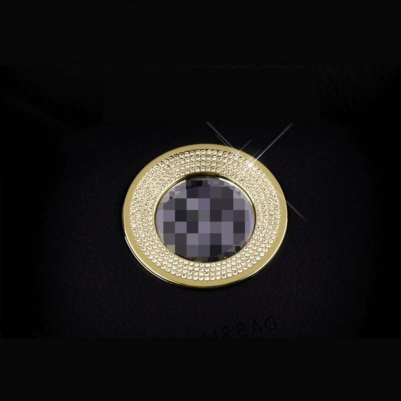 Car Aluminum Steering Wheel Decoration Ring with Diamonds For Volkswagen(Gold)