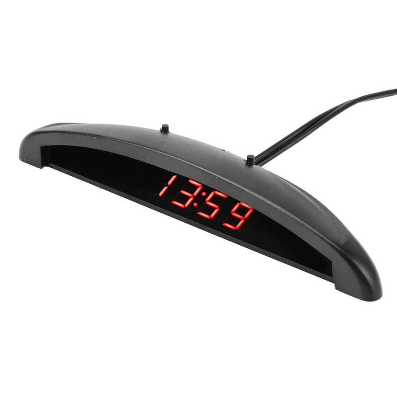 2 in 1 Car LED Digital Display Thermometer Clock(Red)