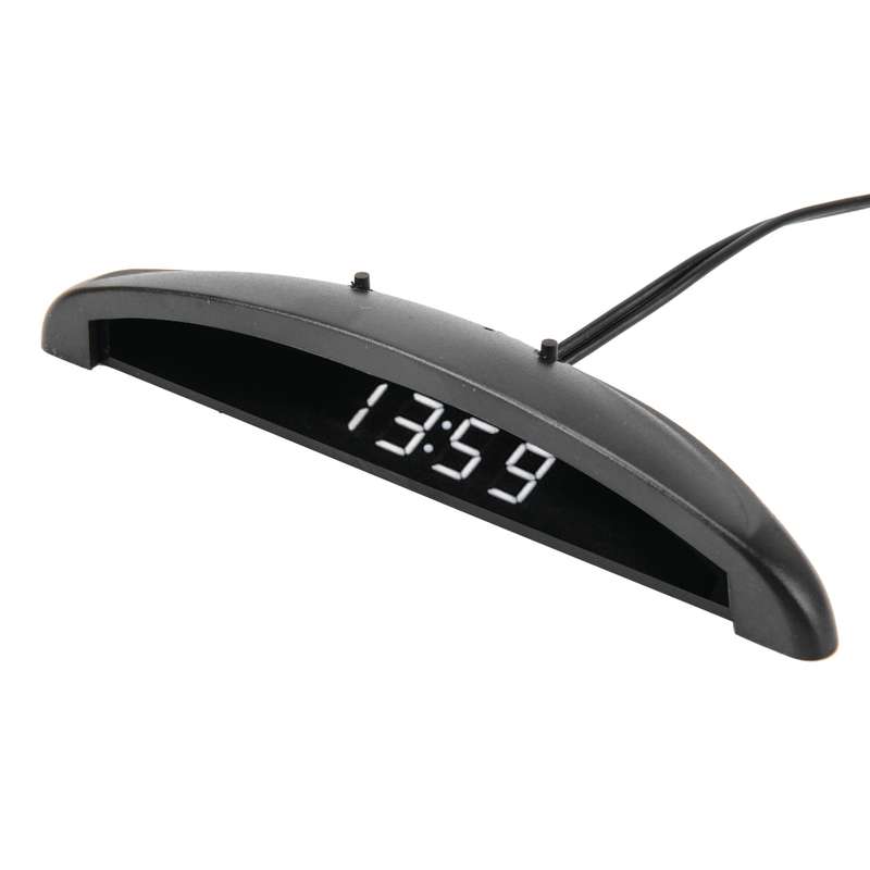 2 in 1 Car LED Digital Display Thermometer Clock(White)