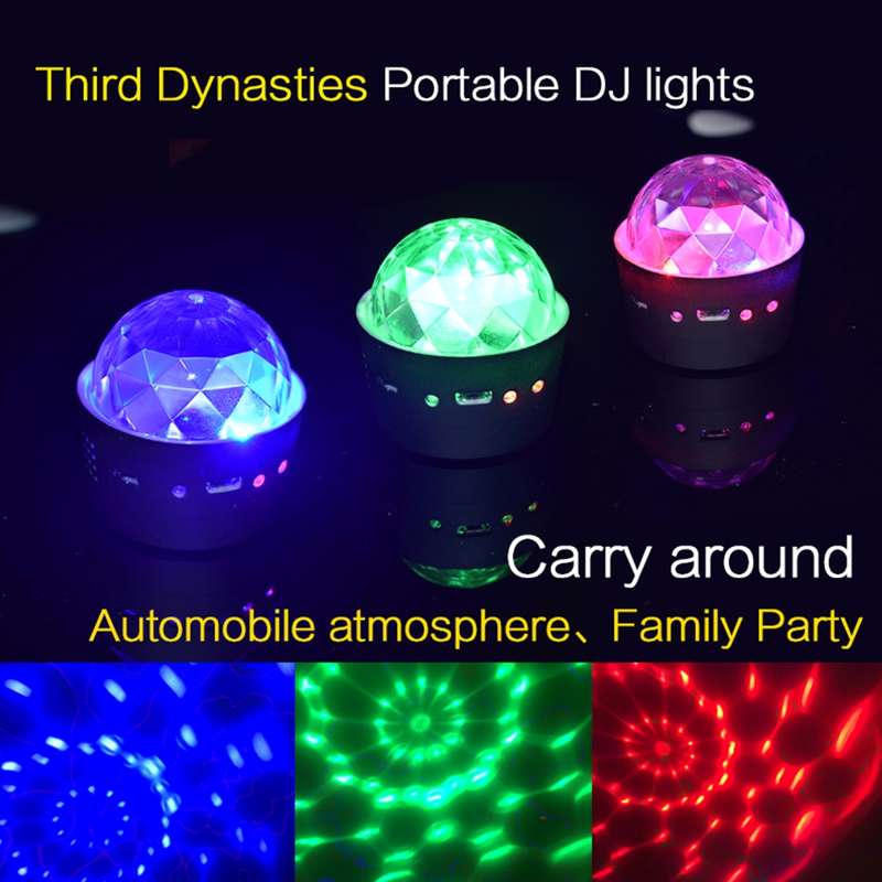 D33 5W USB Charging RGB Car Decoration Portable DJ Light Sound Activated Rotating Strobe Effect Atmo