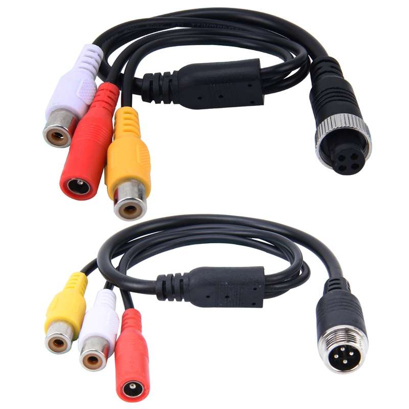2 PCS 1 in 3 Ways Car Auto Monitor Camera DVR Male and Female 4 Pin Video Power Extension Cable Cord