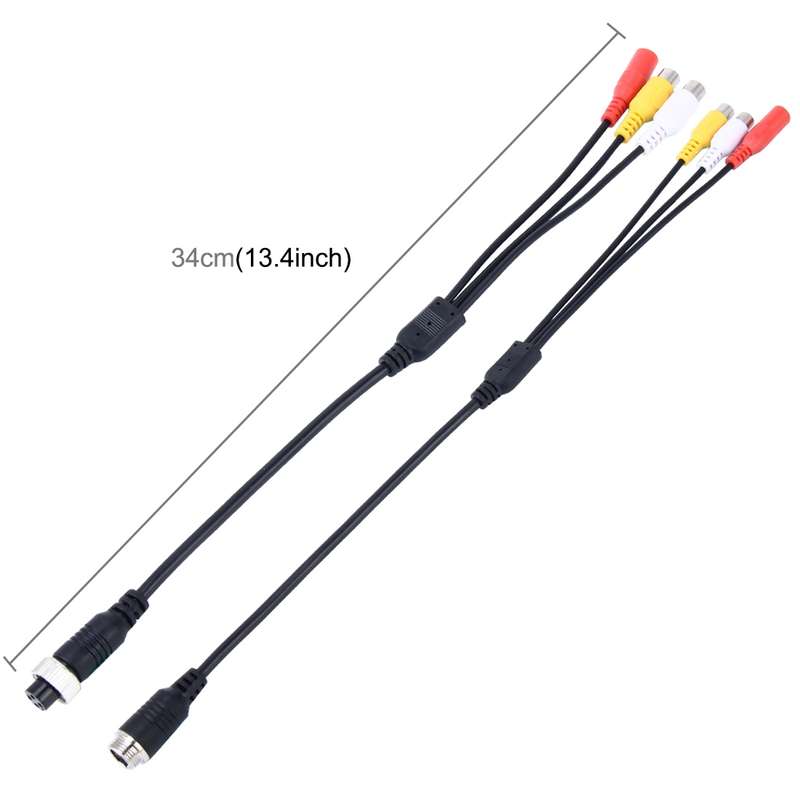 2 PCS 1 in 3 Ways Car Auto Monitor Camera DVR Male and Female 4 Pin Video Power Extension Cable Cord