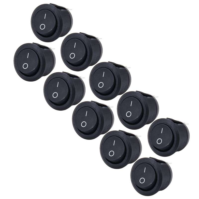10 PCS Car Auto Universal DIY 3 Pin Round Cap OFF- ON Push Button
