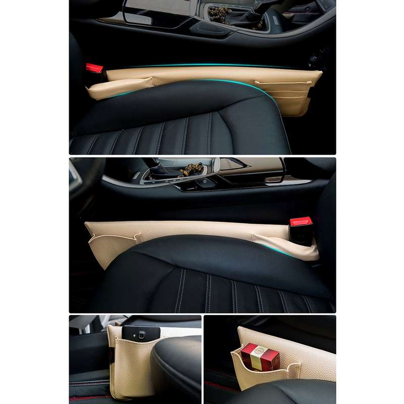 A Pair Universal Car Seat Catcher Gap Console Filler Seat Side Pocket Organizer Catcher Leak-Proof S